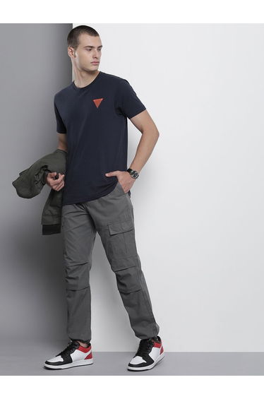 Men Grey Relaxed Fit Solid Cargo