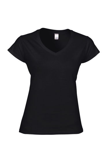 Gildan Ladies Soft Style Short Sleeve V-Neck T-Shirt - Black