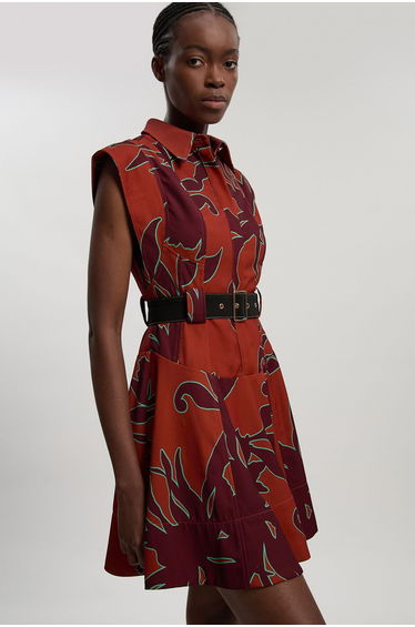 Petite Western Printed Twill Woven Mini Dress