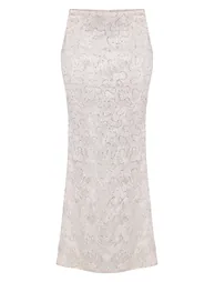 Cream Lace Sequin Maxi Skirt - 4