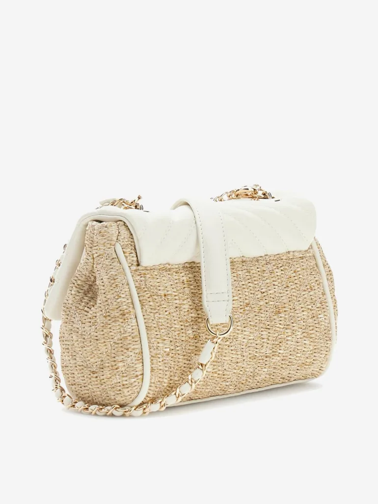Guess Girls Straw Crossbody Flap Bag in White (21.5cm) - 1
