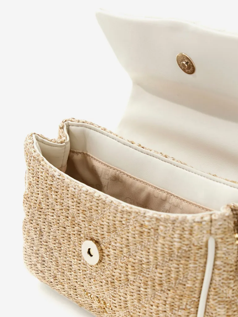 Guess Girls Straw Crossbody Flap Bag in White (21.5cm) - 2