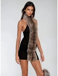 Hadeanix Halterneck Fur Mini Dress - 2