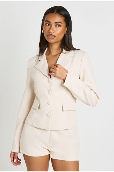 Tailored Mini Shorts - cream