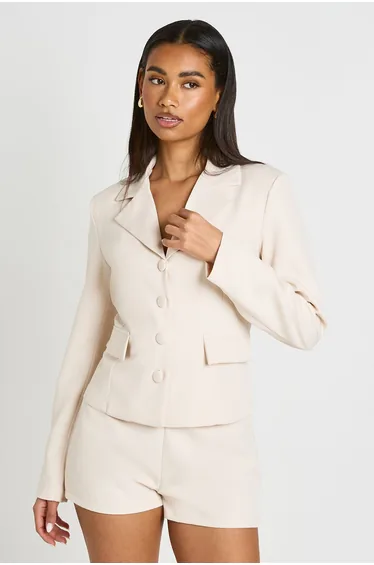 Tailored Mini Shorts - cream