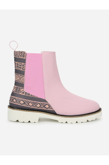 Pink Comfortable Lightweight Printed Boots
