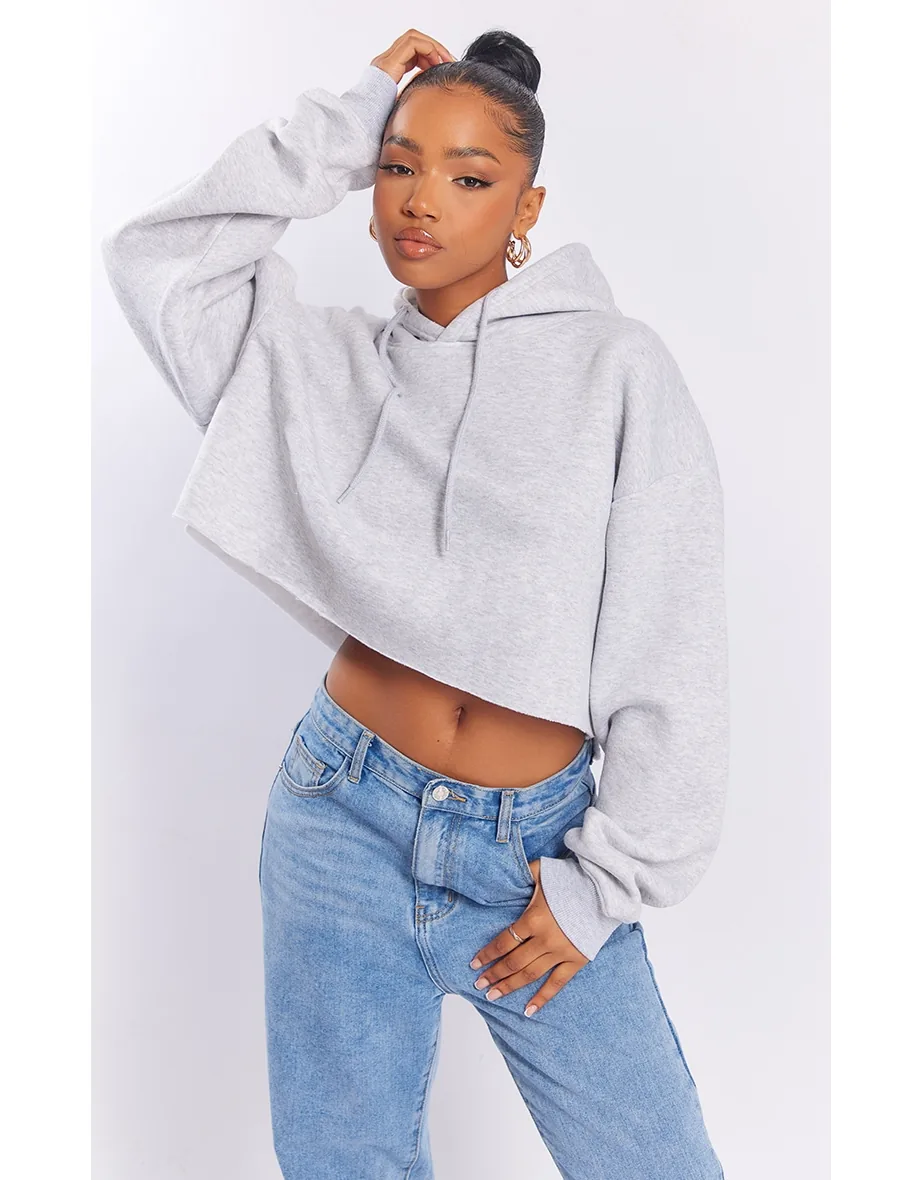 PEOPLE 1 SWEAT TOPS / ASH GRAY　XL Shop Ash Grey Oversized Cropped Sweat Hoodie Online in Oman