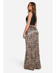 Leopard Print Satin Bias Maxi Skirt - leopard - 2