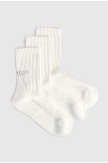 DSGN Studio Sports 3 Pack Cushion Support Running Sock - white