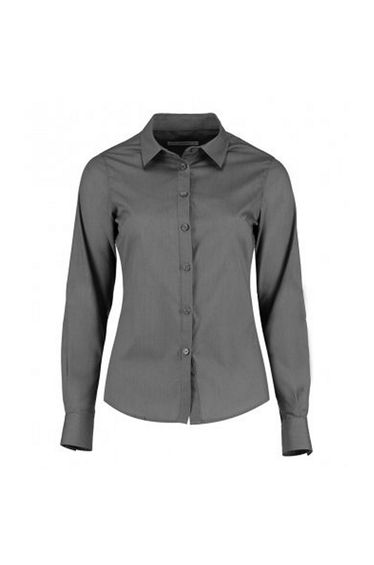 Kustom Kit Womens/Ladies Long Sleeve Tailored Poplin Shirt - Graphite