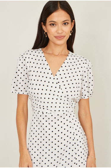 Yumi White Spot Print Wrap Tea Dress product thumbnail 2