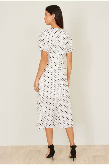 Yumi White Spot Print Wrap Tea Dress product thumbnail 4