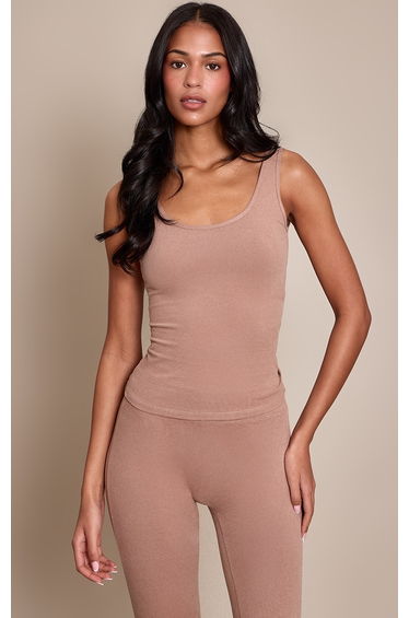 Tall PLT Mocha Soft Cotton Vest Top