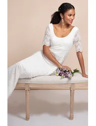 Claudia Lace Wedding Gown Bright Ivory - 2