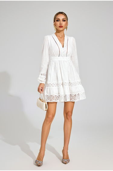 Kyle White Cut Out Long Sleeve Dress