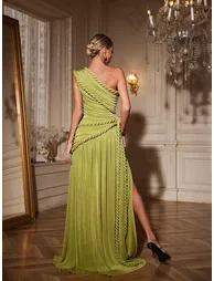 فستان ماكسي بكتف واحد بفتحة - 5