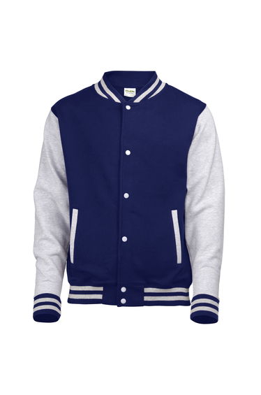 Awdis Kids Unisex Varsity Jacket / Schoolwear - Oxford Navy/Heather Grey