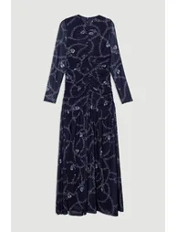 Chain Print Mesh Maxi Dress - 3