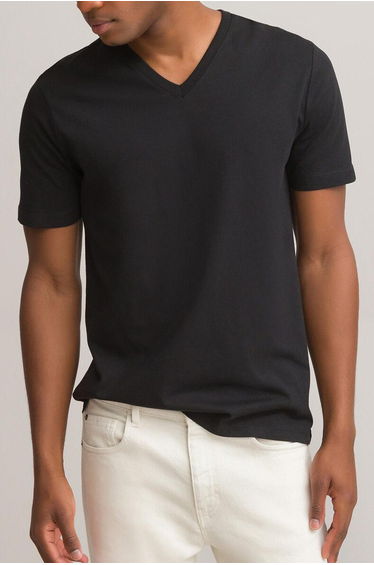 Organic Cotton T-Shirt with V-Neck and Short Sleeves