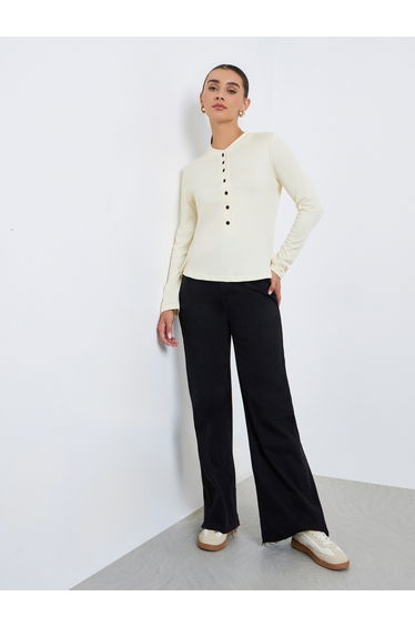 Women Button-Front Long Sleeve T-Shirt