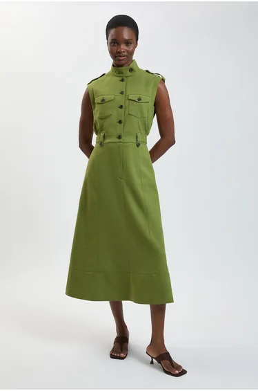 Petite Herringbone Texture Utility Dress