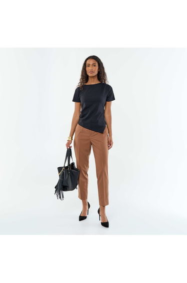 Asymmetric Short-Sleeved T-Shirt BLACK