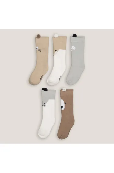 Pack of 5 Pairs of Animal Socks in Organic Cotton Mix