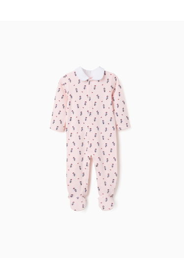 Cotton footless babygrow with Minnie for newborn and baby girls, pink