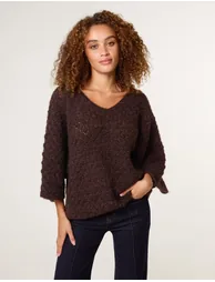 Pointelle Knit Batwing Jumper - 2