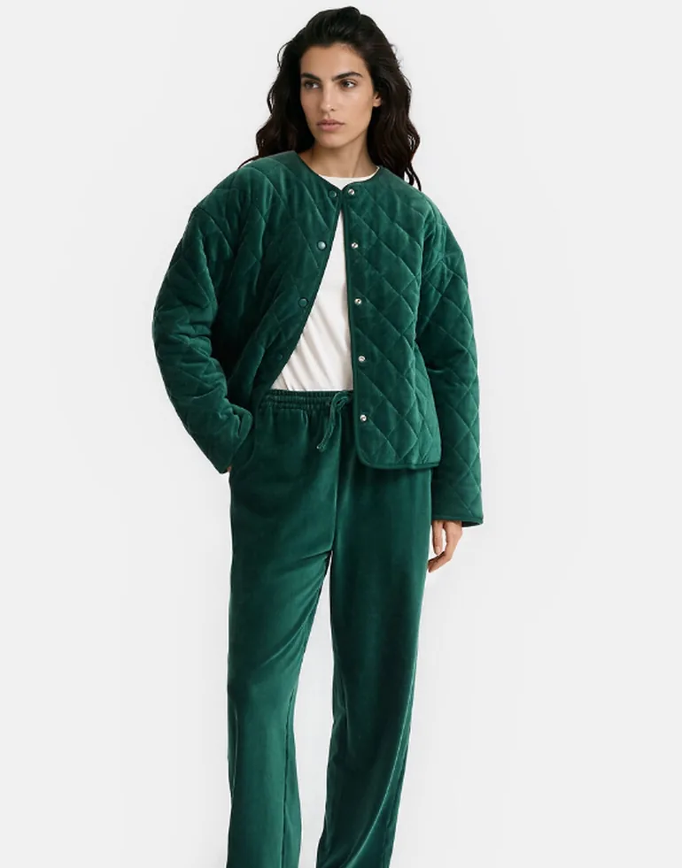 Signatures Amandine Velour Quilted Lounge Jacket