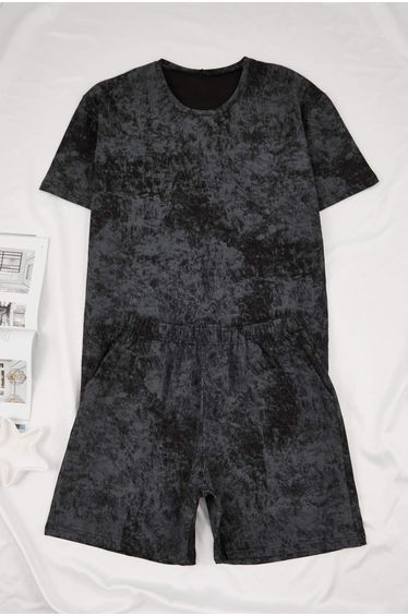 Anthracite Regular/Normal Cut Washed Effect Pajama Set