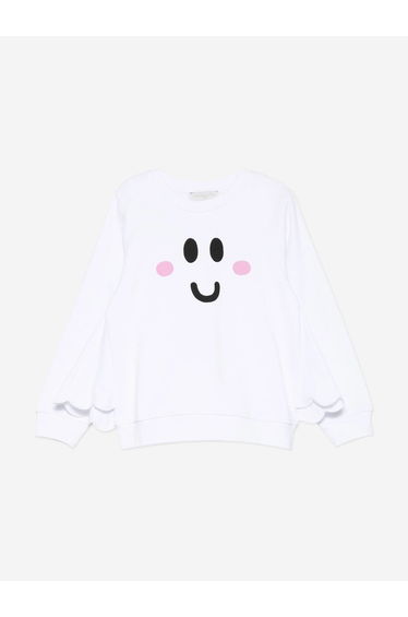Stella McCartney Girls Face Print Sweatshirt in White