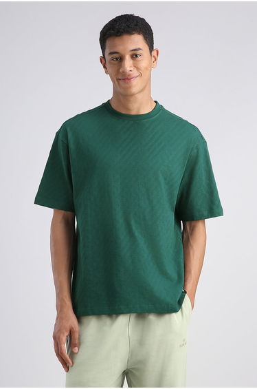 Textured Oversized Crew T-Shirt