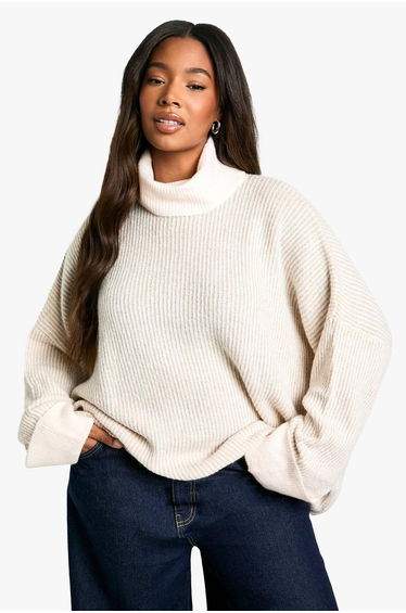 Plus Roll Neck Longline Batwing Jumper