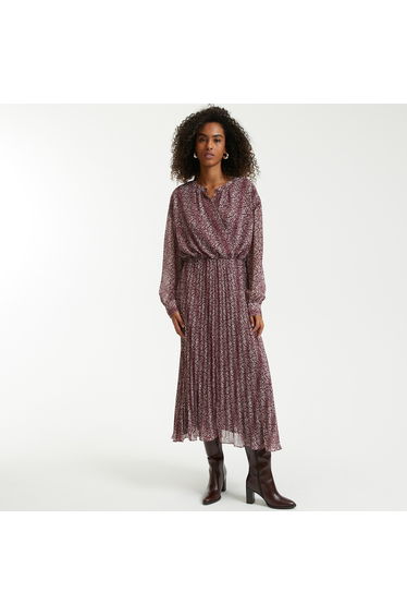 Recycled Pleated Midaxi Dress in Graphic Print