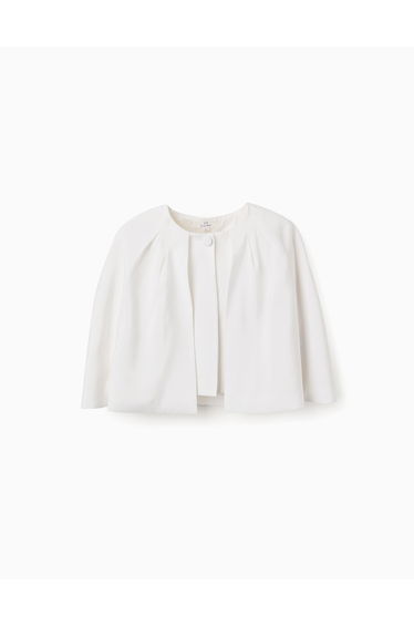 Satin cape with inside vest for girls, white