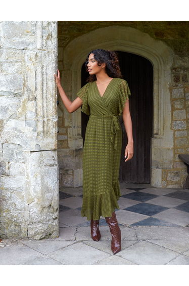 Lace Wrap Midaxi Dress