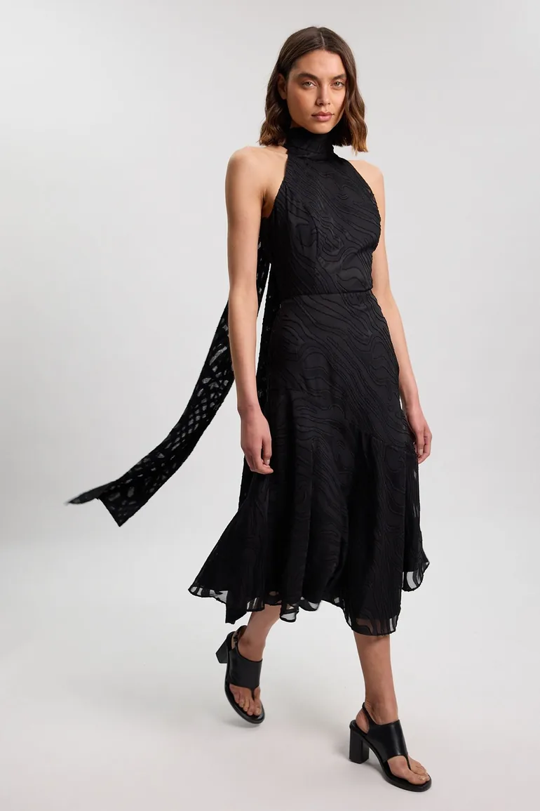 Slub Self Stripe Panelled Woven Skirt - 1