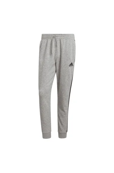 Men's adidas Essentials Tapered Cuff 3-Stripes Joggers in Grey