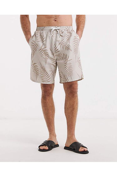 Leaf Print Swim Shorts Long