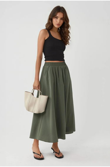 BUSEM Elastic Waist Skirt with Pockets