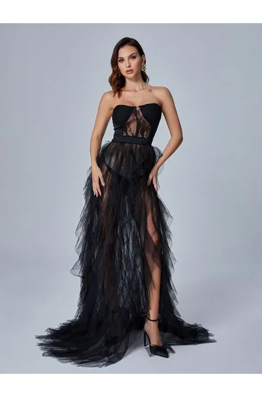 Dorothy Tulle Maxi Dress In Black