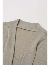 Ribbon-Tied Neckline Cap Sleeve Knit Top in Linen - 6