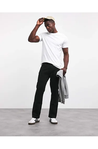 Loose Fit Stretch Gabardine Jean Black