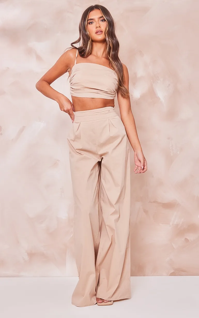 Stone Ruched Tied Strap Crop Top - 2