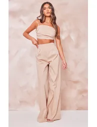 Stone Ruched Tied Strap Crop Top - 2