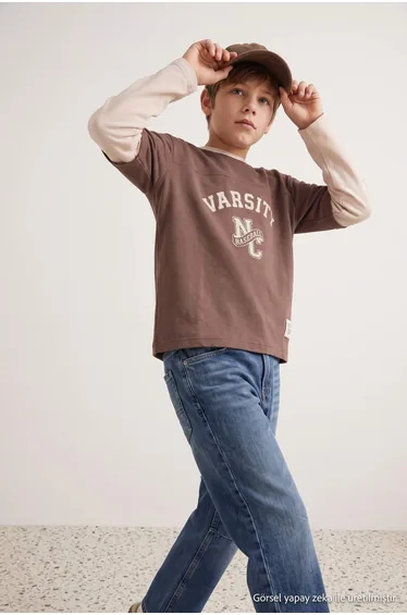 Brown Boy's Plain Knitted T-Shirt