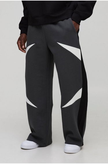 Wide Leg Panelled Jogger - charcoal