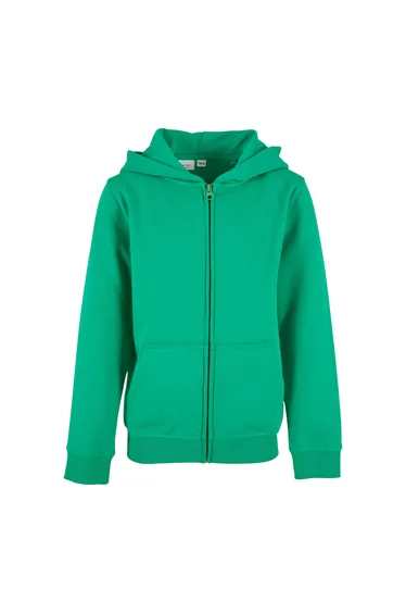 Build Your Brand Childrens/Kids Basic Organic Full Zip Hoodie - Grass Green