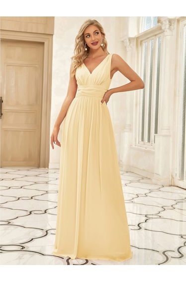 ever HUSH|Chiffon Empire Waist Sleeveless Pleated Bridesmaid Dress